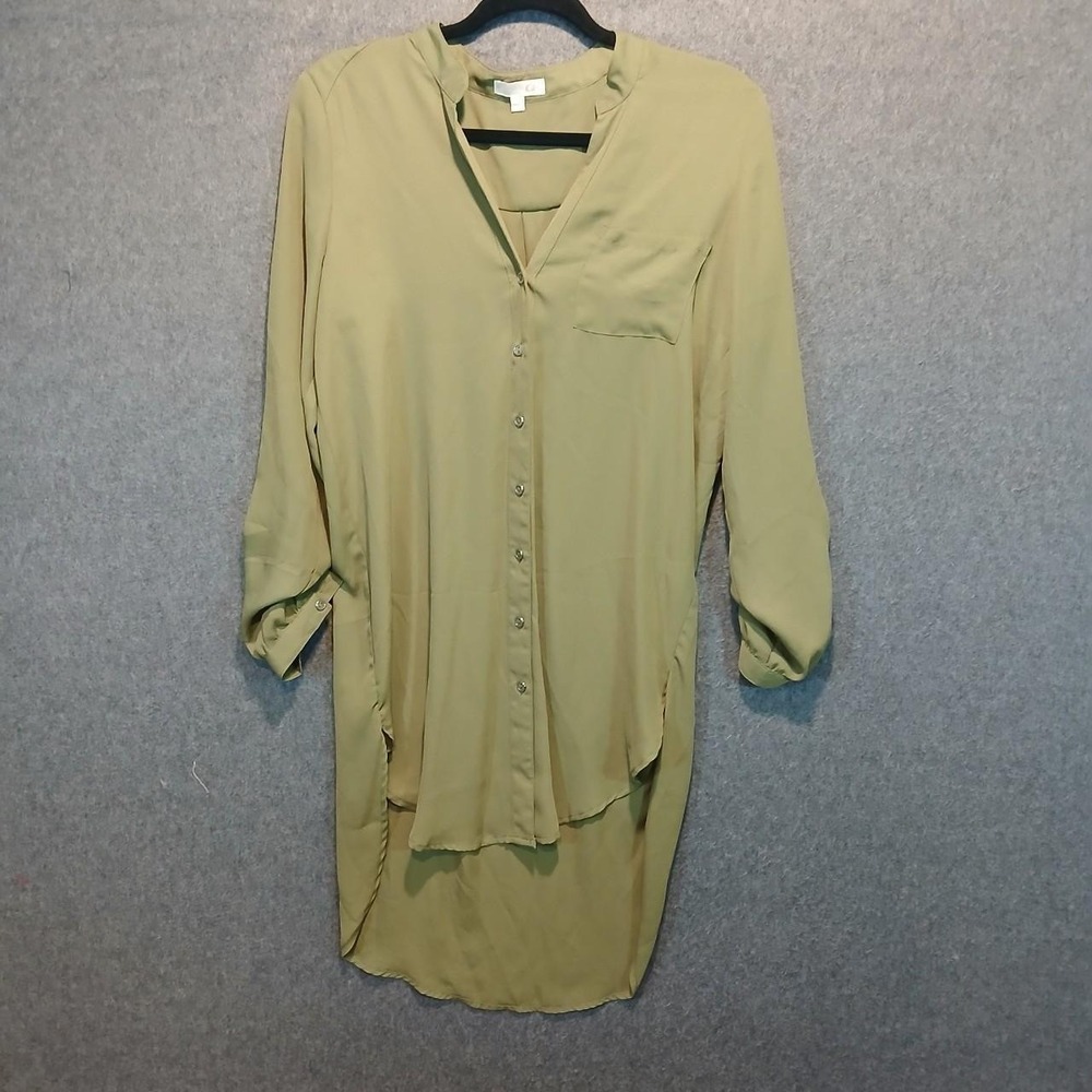 GB Gianni Bini button up S shirt oversized Roll tab sleeve cottage core chic